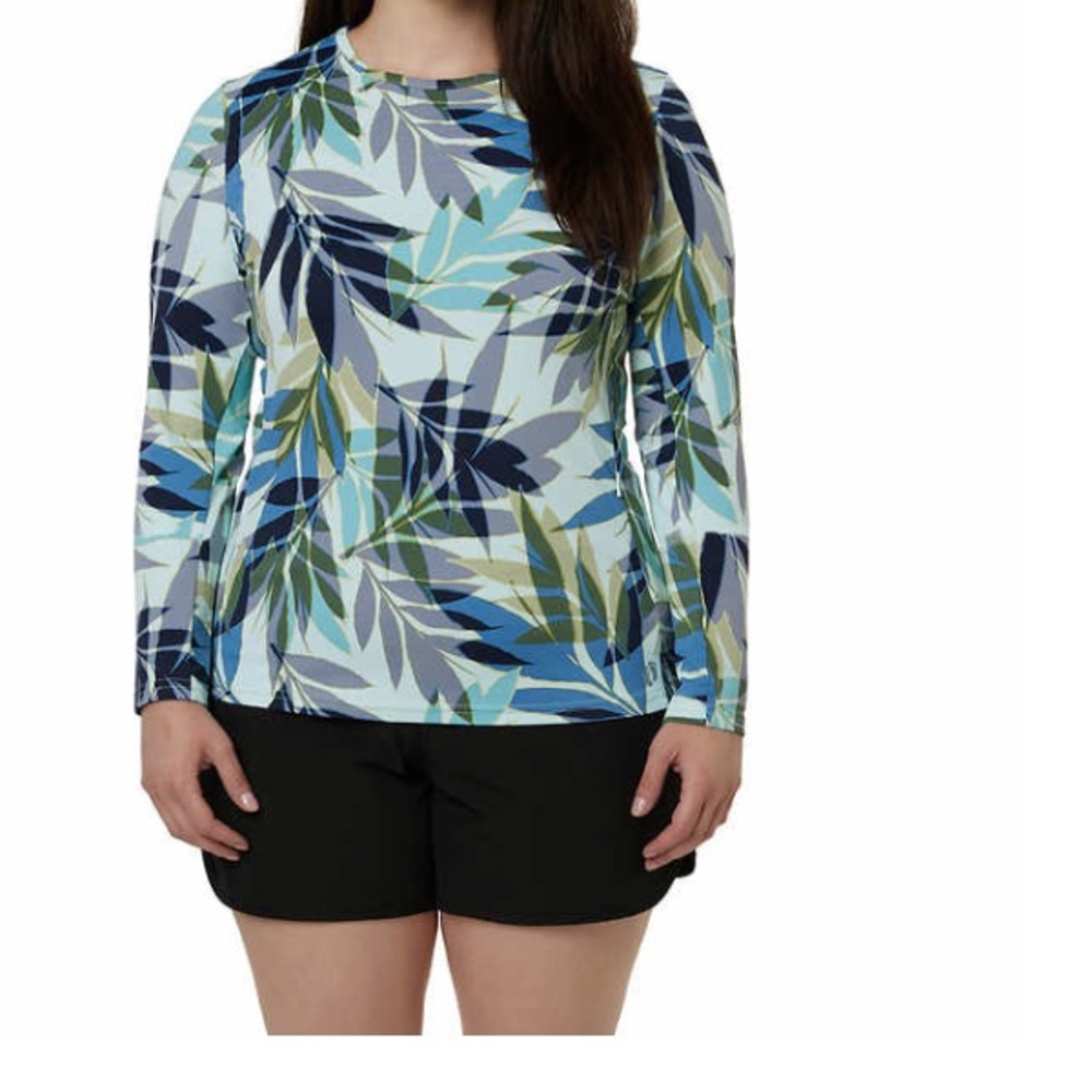 Long Sleeves Rash Guard Leaf Print